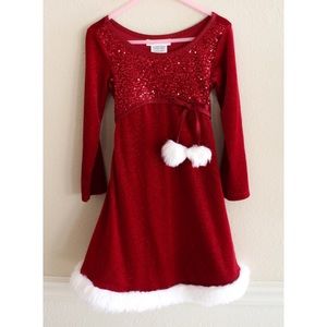 Girls Red Sequin Christmas Holiday Dress